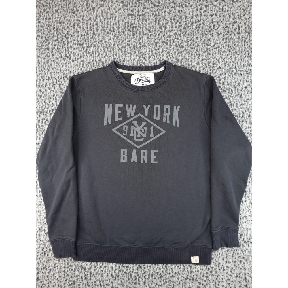 Bare Denim Sweatshirt Mens Large Black‎ New York NYC Graphic Crewneck X815
